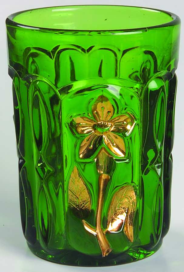 Sunken Primrose Green and Gold 8 Oz Flat Tumbler by Greensburg-1