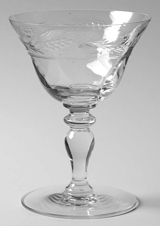 Wheat Border (Polished Cut) Champagne/Tall Sherbet by Hawkes-1