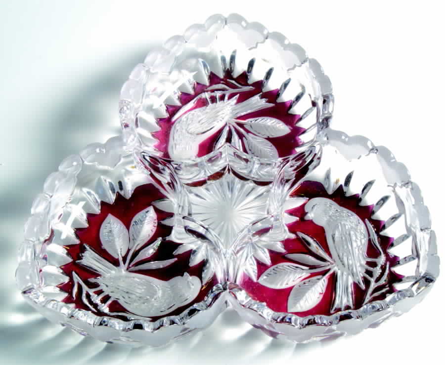 Byrdes Collection, The Ruby 7" 3 Part Tricorne Relish by Hofbauer-1
