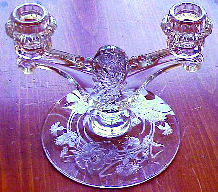 Floral Double Light Candlestick by Heisey-1