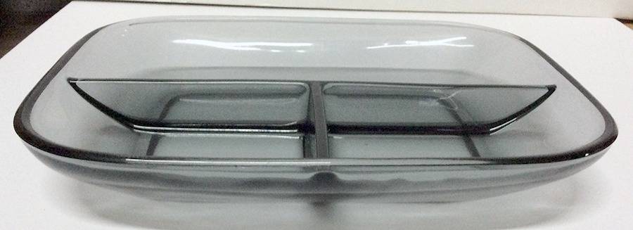 Cabochon Dawn (Smoke) 9" Oblong 3 Part Celery/Relish by Heisey-1