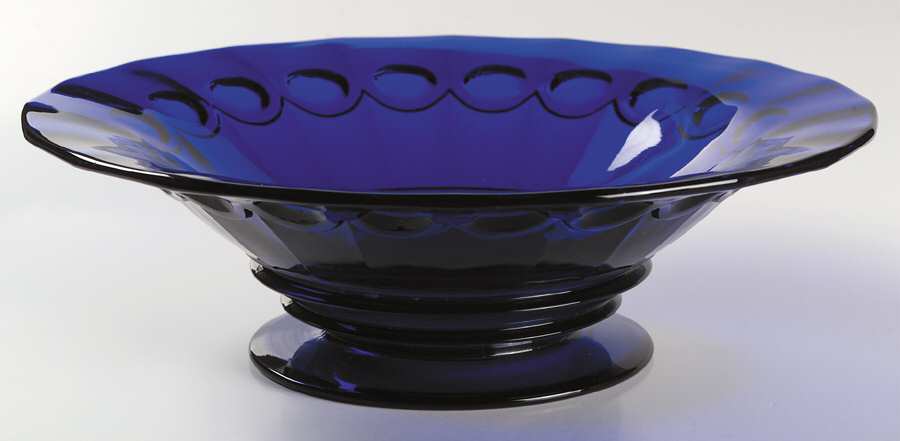Thumbprint and Panel Cobalt 11" Flared Bowl by Heisey-1