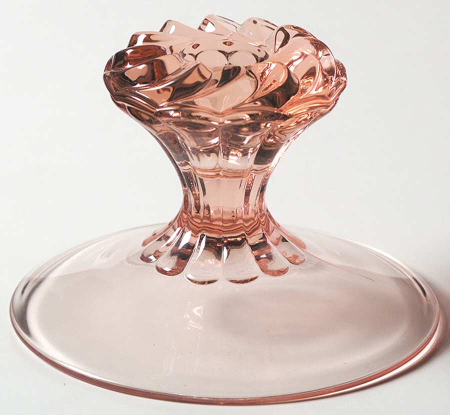 Overlapping Swirl Pink 3" Single Light Candlestick by Heisey-1