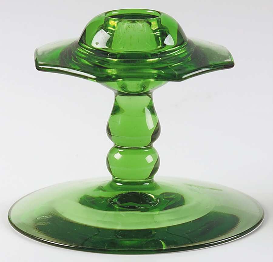 Pluto Green 3" Single Light Candlestick by Heisey-1