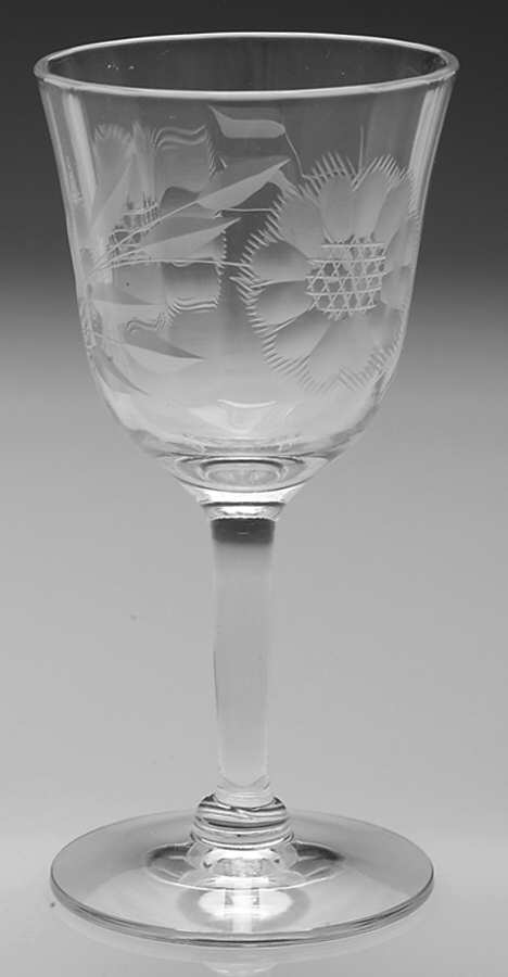 Cornflower (Smooth Stem, Optic) Sherry Glass by W J Hughes-1