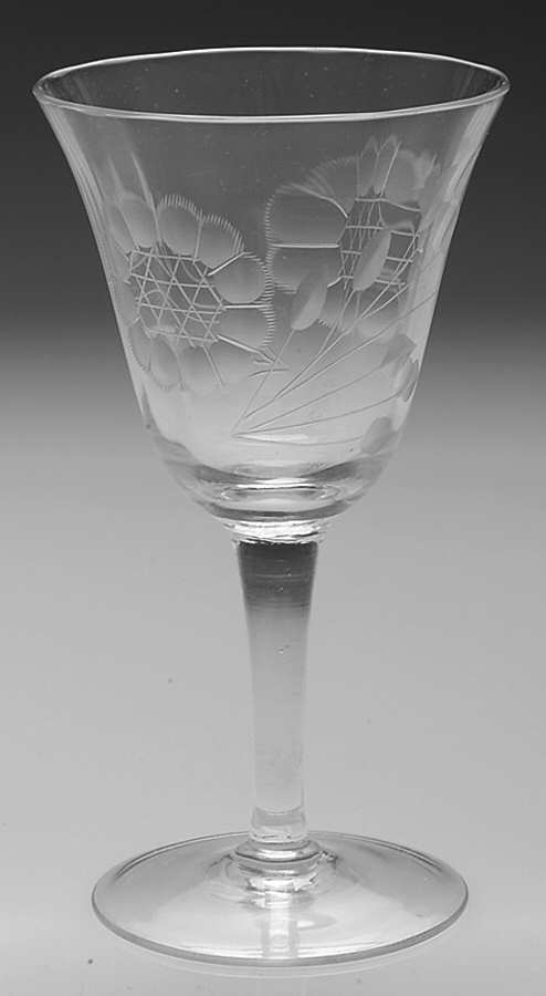 Cornflower (Smooth Stem, Optic) Wine Glass by W J Hughes-1