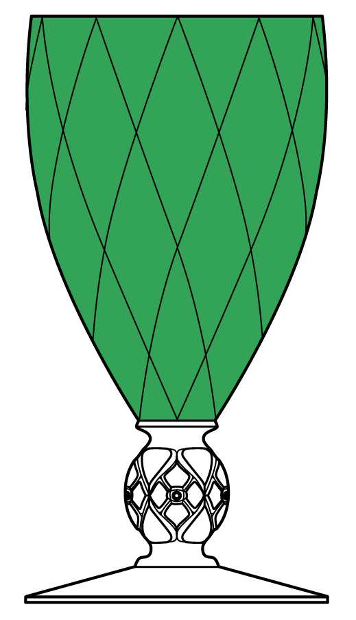 Diamond Rose Green (Green Bowl) Water Goblet by Heisey-1