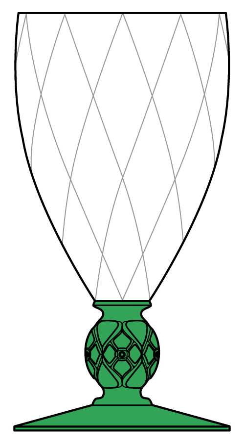 Diamond Rose Green (Green Stem) Water Goblet by Heisey-1