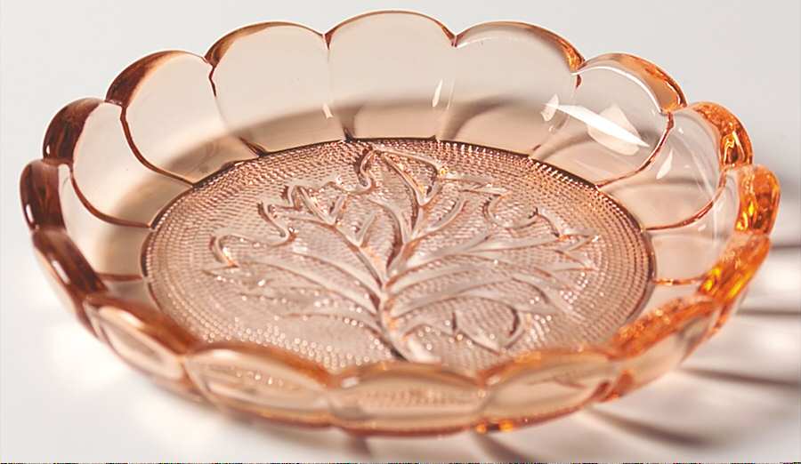 Oak Leaf Pink Coaster by Heisey-1