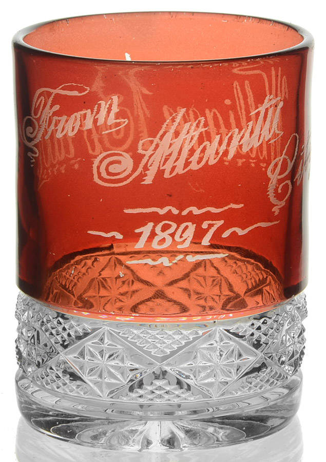 Square in Diamond Point Ruby Flash 8 Oz Flat Tumbler by Heisey-1