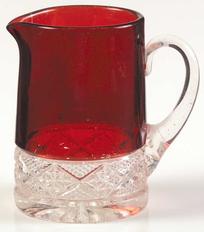 Square in Diamond Point Ruby Flash Creamer by Heisey-1