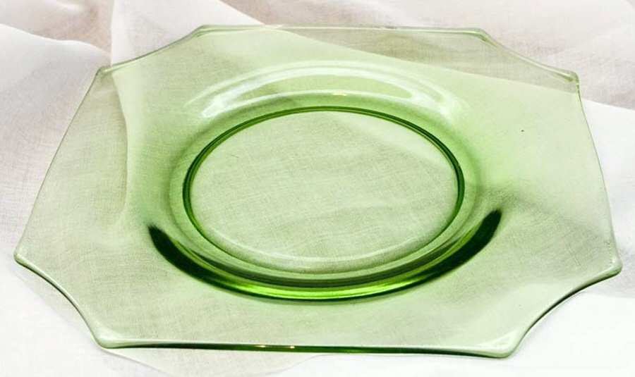 Octagon Square Green 7" Salad Plate by Heisey-1