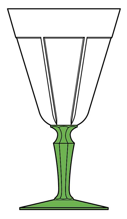 Rib and Panel Green and Clear Water Goblet by Heisey-1