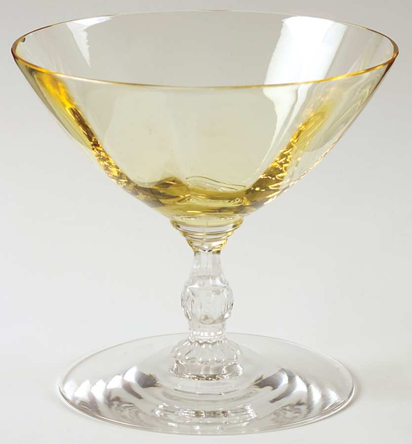 Duquesne-Sahara (Yellow Bowl, Clear Stem) Low Sherbet by Heisey-1