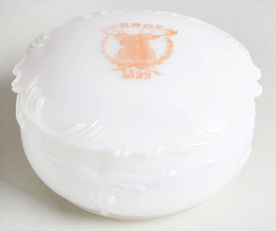 Winged Scroll Opal Round Box & Lid by Heisey-1