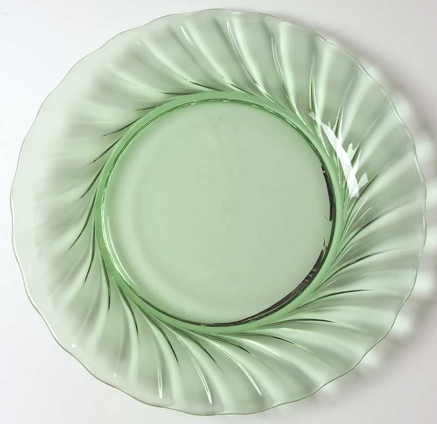 Spiral Green Luncheon Plate by Heisey-1