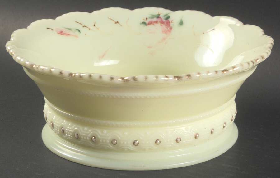 Ring Band Custard Floral 8" Nappy by Heisey-1