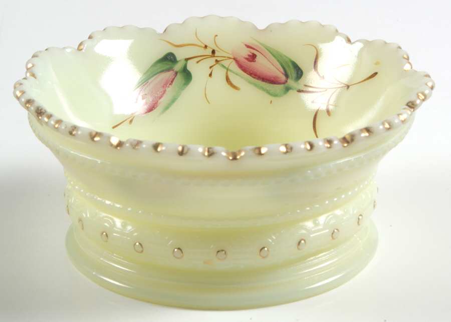 Ring Band Custard Floral Small Fruit Dessert Bowl by Heisey-1