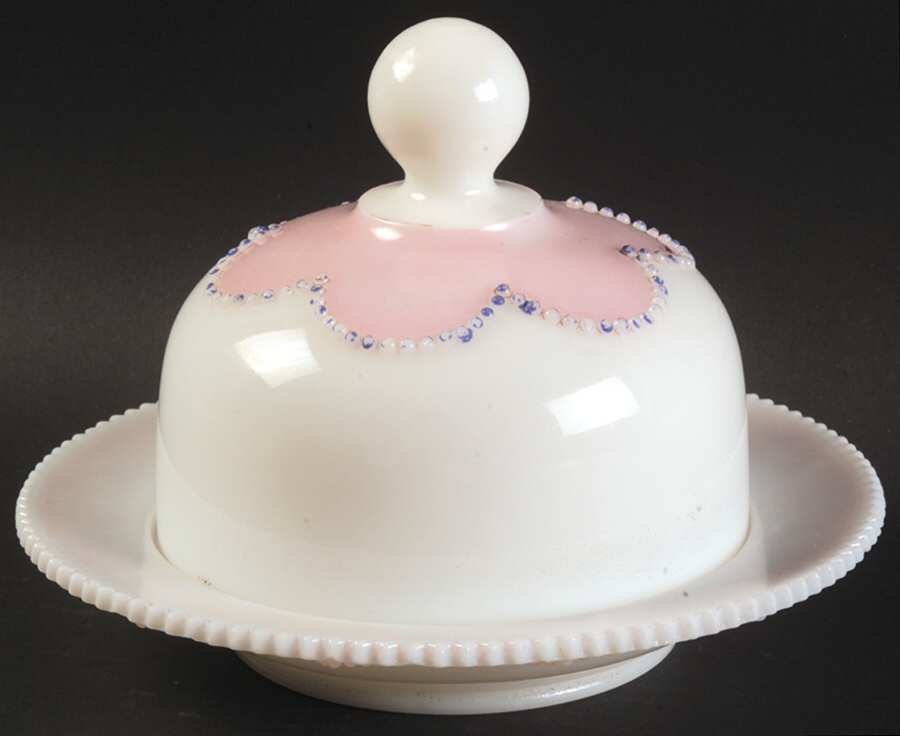 Beaded Swag Dec #1 Round Covered Butter by Heisey-1