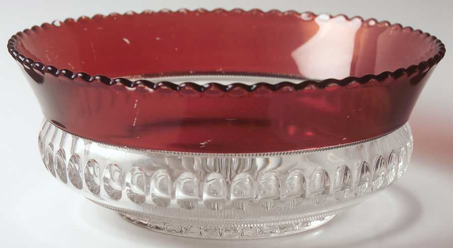 Punty Band Ruby Flash 8" Nappy by Heisey-1