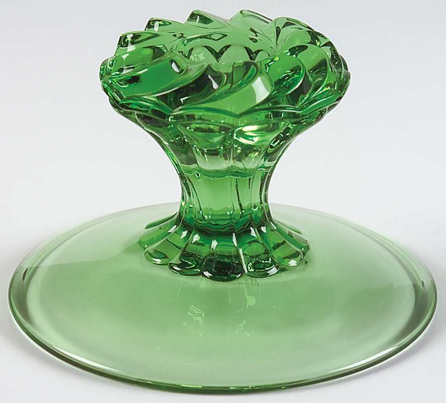 Overlapping Swirl Green (Moongleam) 3" Single Light Candlestick by Heisey-1