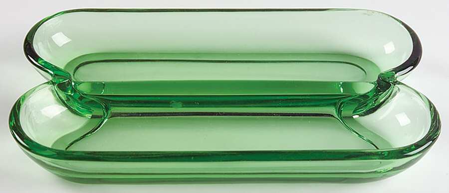 1210 Green 2 Part Oval Confection Tray by Heisey-1