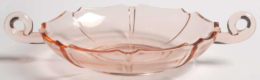 Decagon Pink 7" Handled Bon Bon by Heisey-1