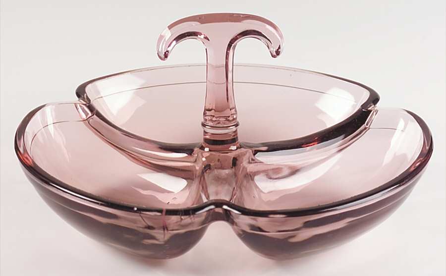 Lobe Hawthorne 9" Round 3 Part Center Handled Spice Dish by Heisey-1