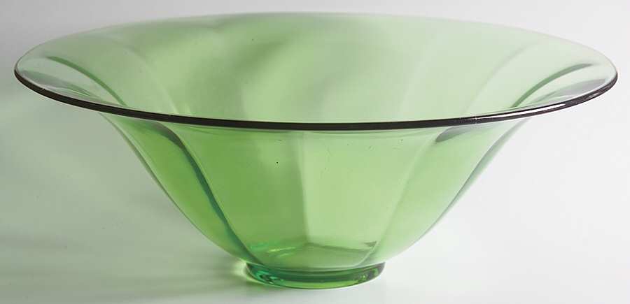 Paul Revere Green (Optic) 12" Flared Bowl by Heisey-1