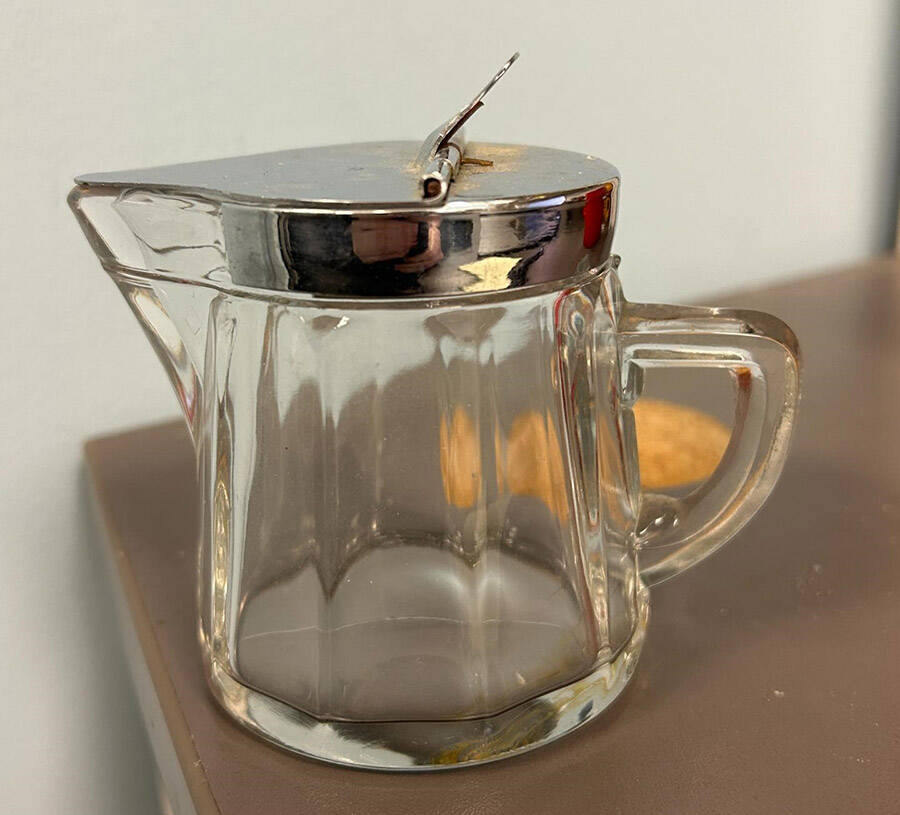 McGrady Clear 5 Oz Syrup with Sanitary Metal Lid by Heisey-1