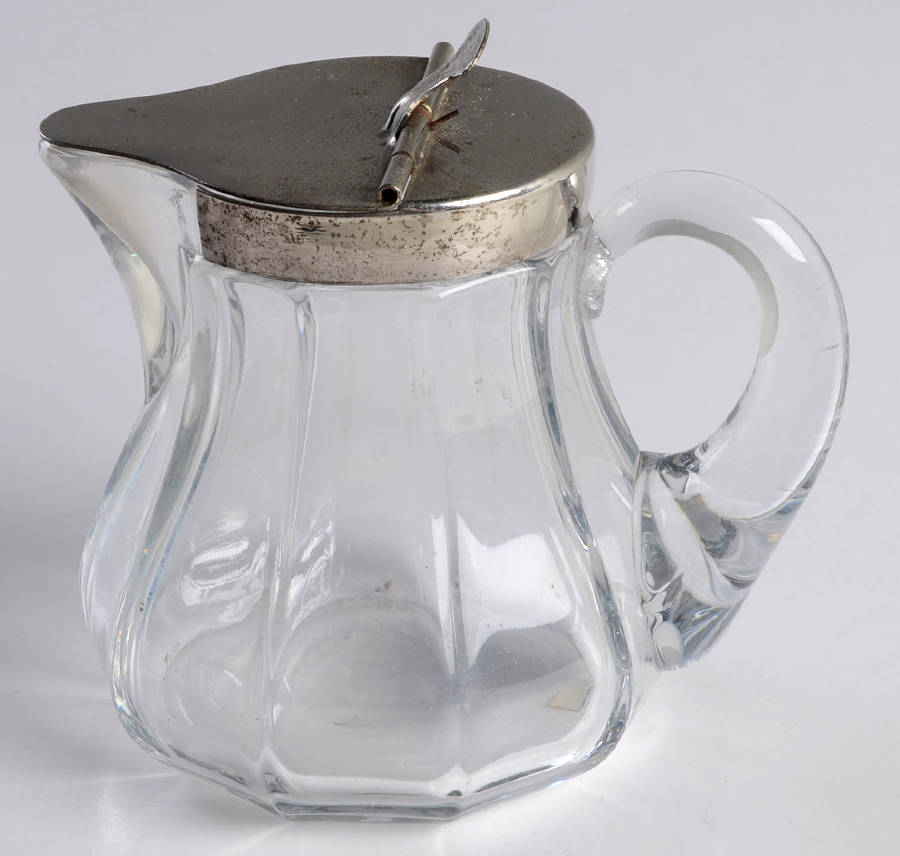 359 Clear 12 Oz Syrup with Sanitary Metal Lid by Heisey-1