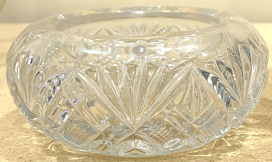 Squared Fan Clear Open Round Puff Box by Heisey-1