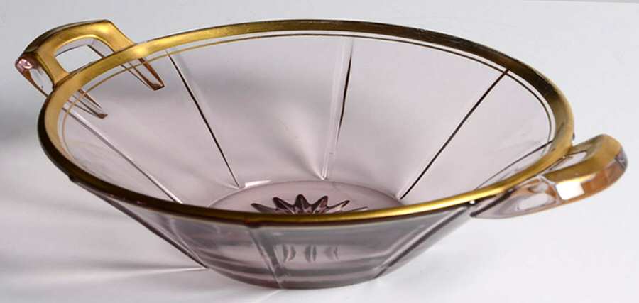 Rib and Panel Hawthorne (Gold Trim) Handled Mint Dish by Heisey-1