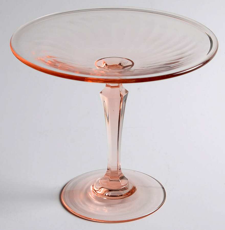 Yeoman Swirl Pink (Line 1183) Round Compote (Height X Width) by Heisey-1
