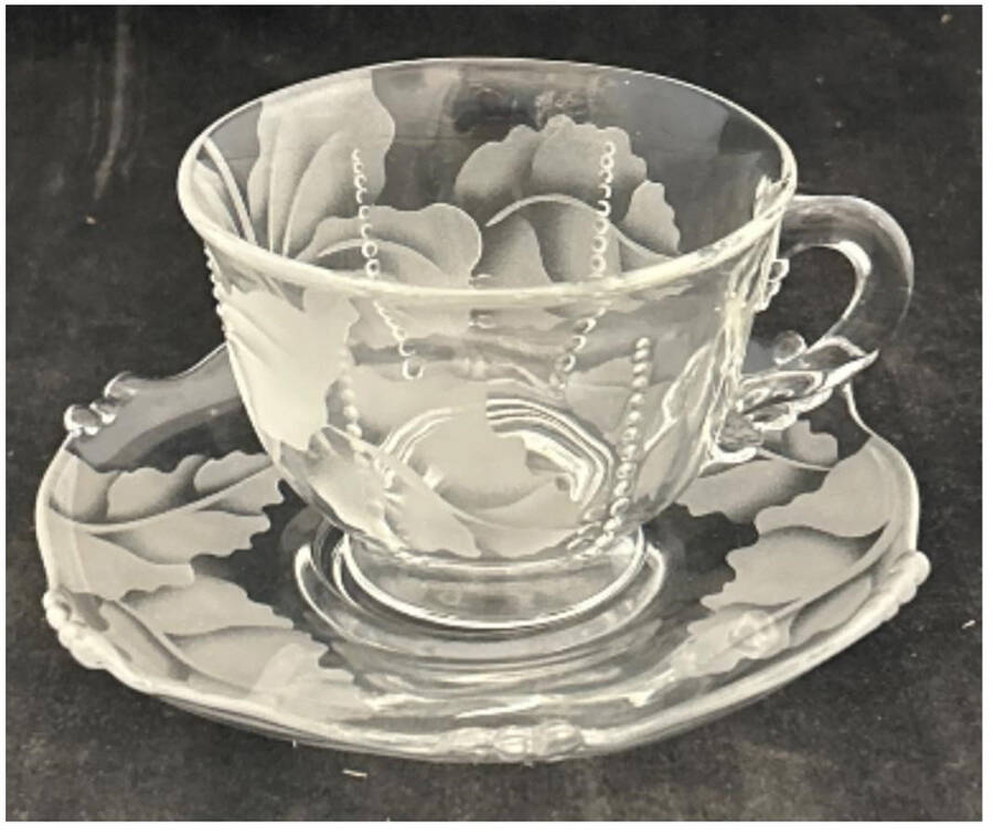 HEI18 Footed Cup & Saucer Set by Heisey-1
