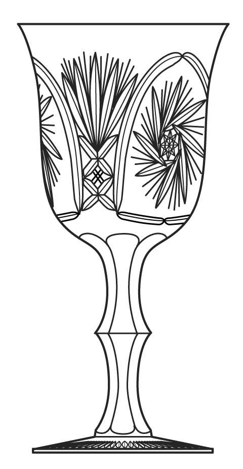 Worcester (Cut Curve Under Star) Water Goblet by Imperial Crystal (Import)-1