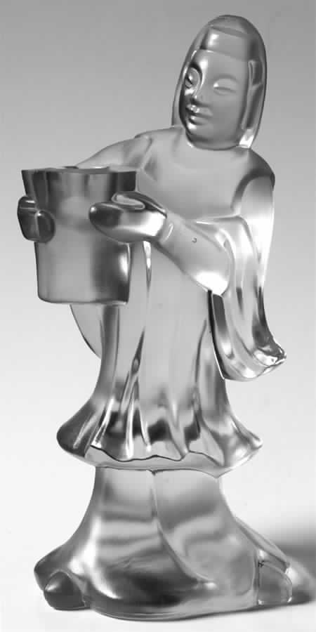 Cathay Clear Frosted Candle Servant Woman by Imperial Glass-Ohio-1