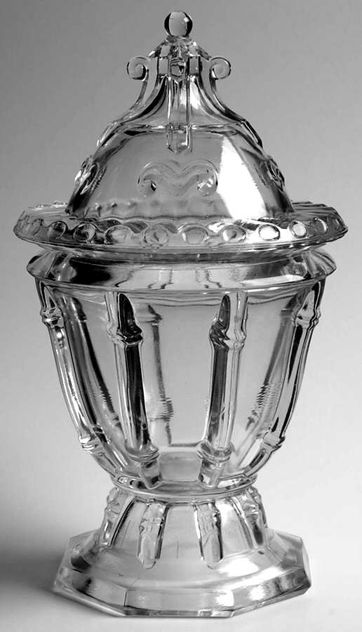 Cathay Clear Frosted Bamboo Urn & Lid by Imperial Glass-Ohio-1