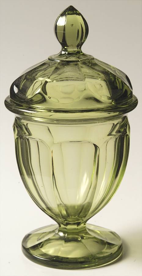 Old Williamsburg Verde Green 12 Oz Candy Jar & Lid by Imperial Glass-Ohio-1