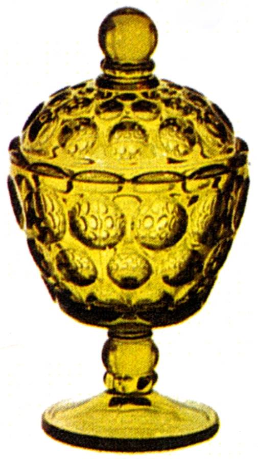 Provincial Green Tall Footed Candy Box with Lid by Imperial Glass-Ohio-1