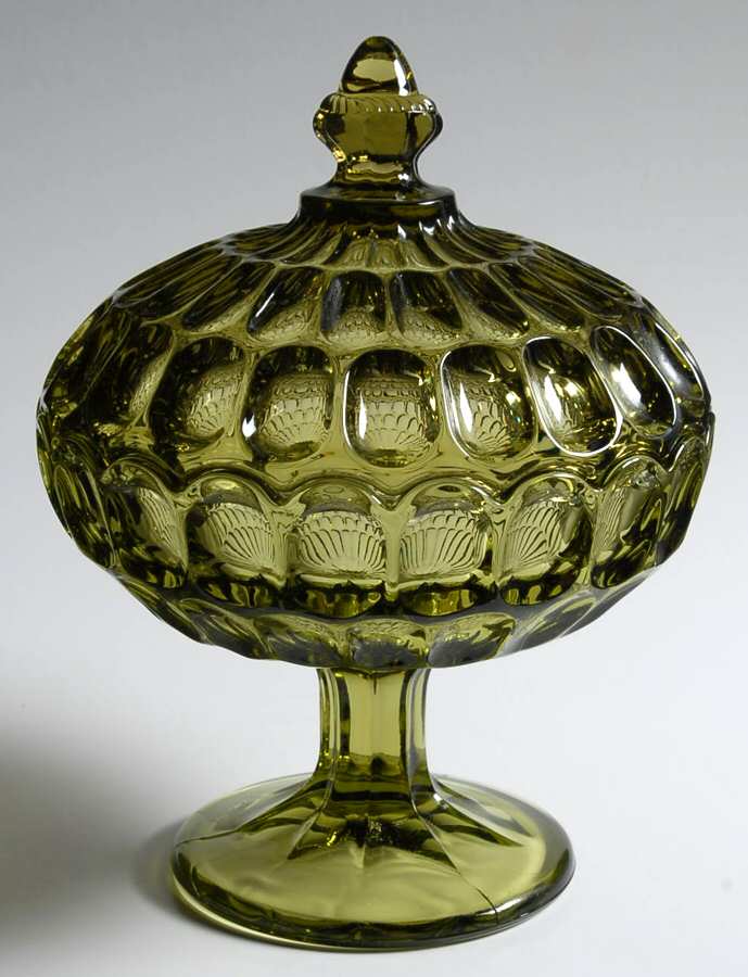 Provincial Green Compote & Lid by Imperial Glass-Ohio-1