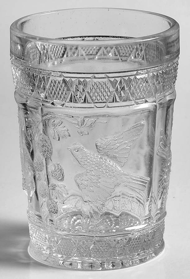 Bird and Strawberries 7 Oz Flat Tumbler by Indiana Glass-1