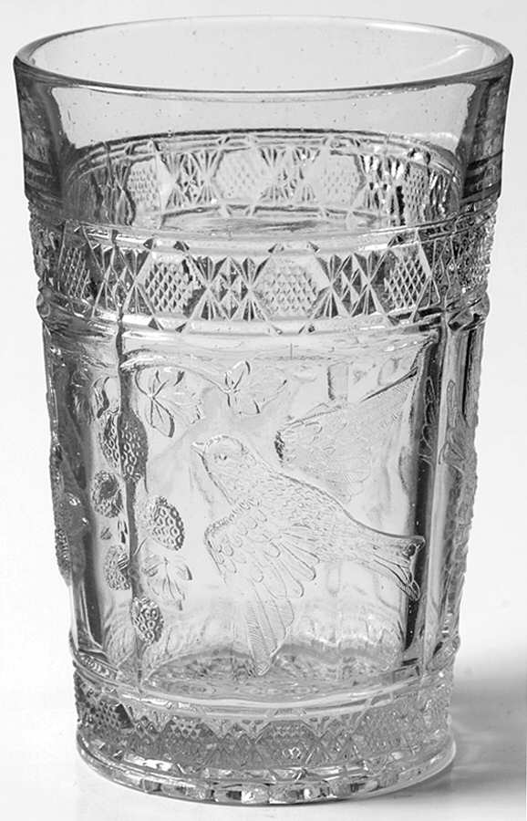 Bird and Strawberries 8 Oz Flat Tumbler by Indiana Glass-1