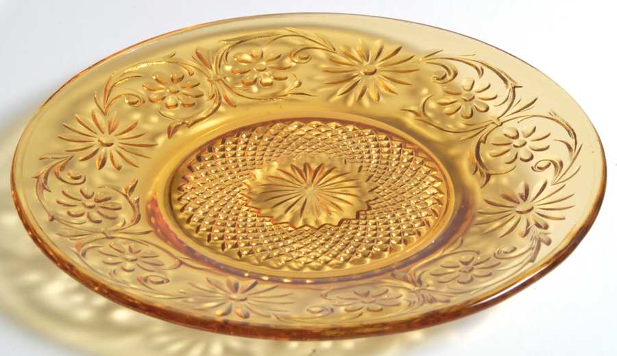 Daisy Amber Bread & Butter Plate by Indiana Glass-1
