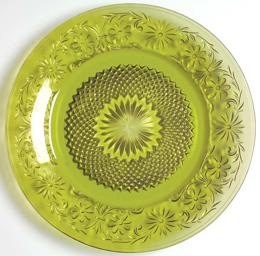Daisy Green (Avocado) 7" Salad Plate by Indiana Glass-1