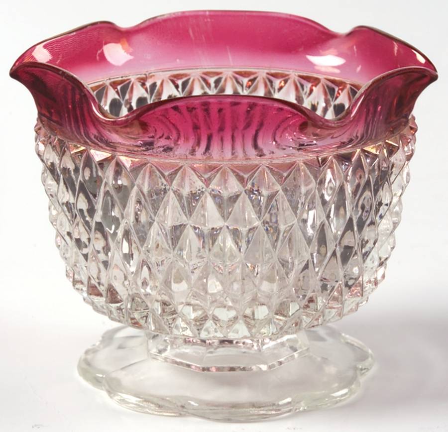 Diamond Point Ruby Candle Bowl by Indiana Glass-1