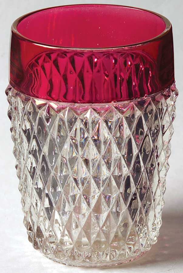 Diamond Point Ruby Flat Tumbler by Indiana Glass-1