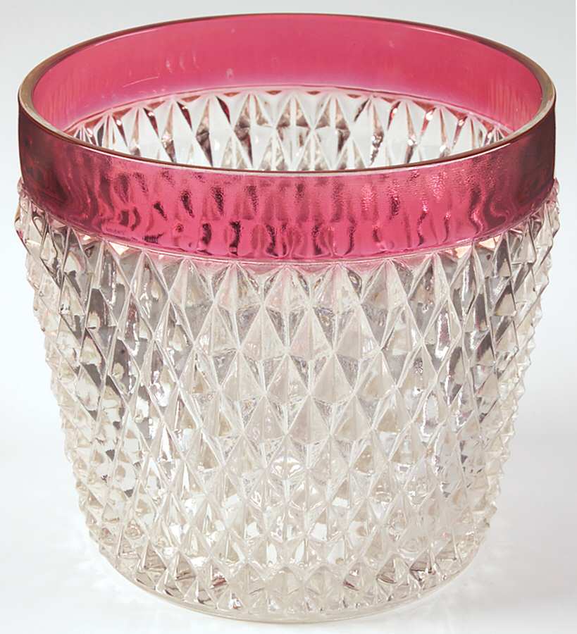Diamond Point Ruby Ice Bucket by Indiana Glass-1