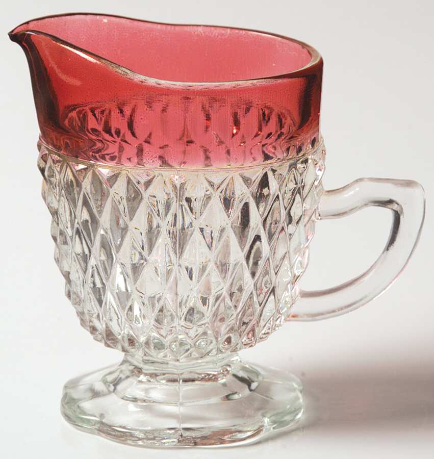 Diamond Point Ruby Creamer by Indiana Glass-1