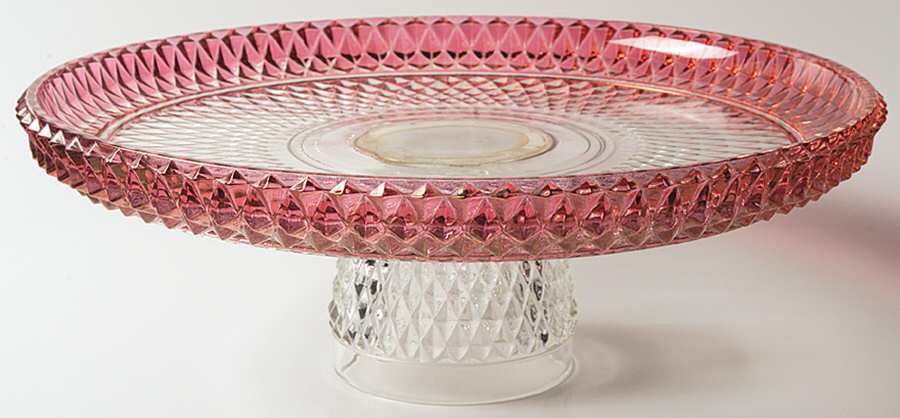 Diamond Point Ruby 12" Diameter Pedestal Cake Stand No Dome by Indiana Glass-1